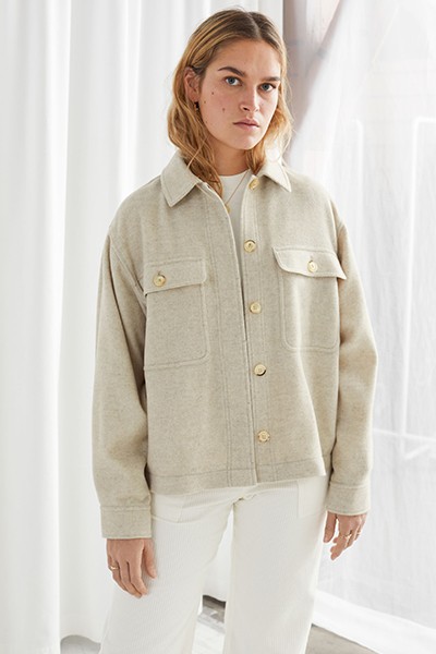 Oversized Wool Blend Workwear Shirt