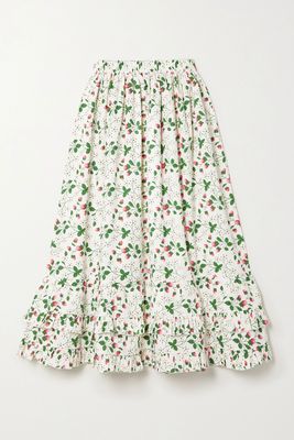 Pembroke Ruffled Tiered Floral-Print Cotton-Poplin Midi Skirt from Batsheva X Laura Ashley