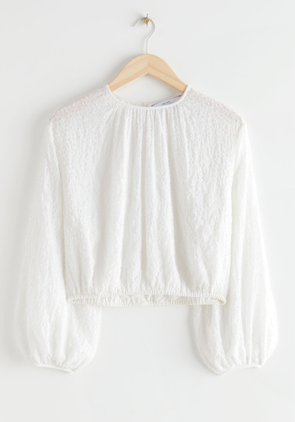 Textured Voluminous Sleeve Blouse