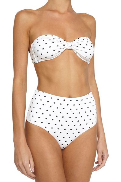 Eberjey White Polka Dot High Waisted Bandeau Bikini from Beach Flamingo