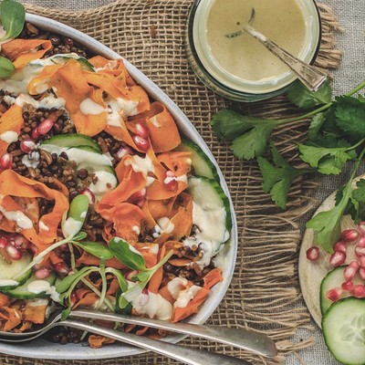 Cumin Roasted Carrot Ribbon Salad