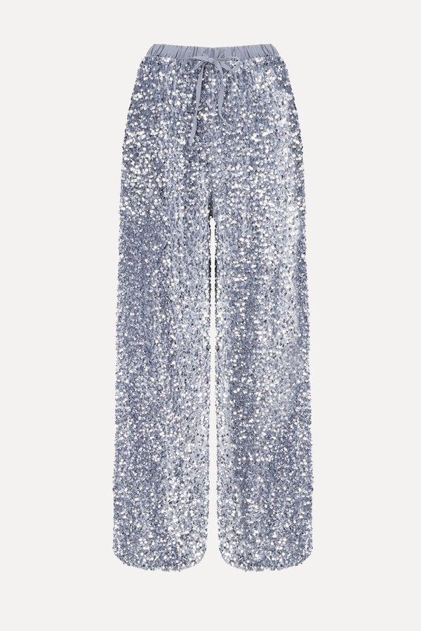 Sequin Velvet Wide Leg Trousers