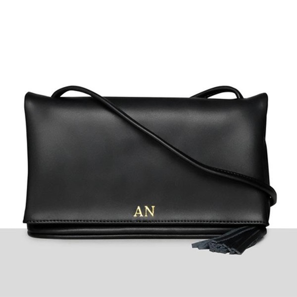 Black Fold Over Tassel Bag