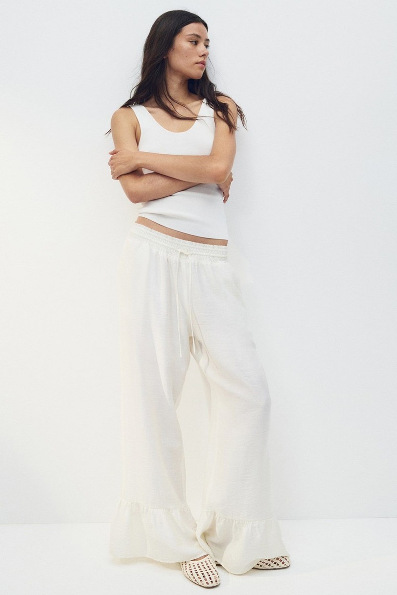 Frill-Trimmed Drawstring Trousers