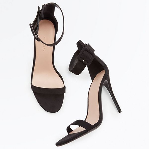 Black Buckle Strap Heels from New Look