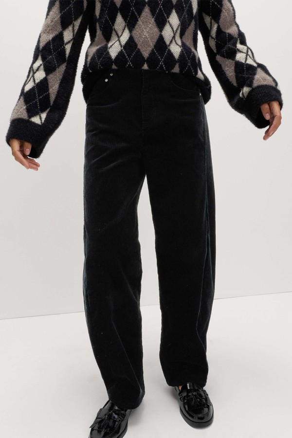 Cotton Rich Cord Carrot Leg Trousers