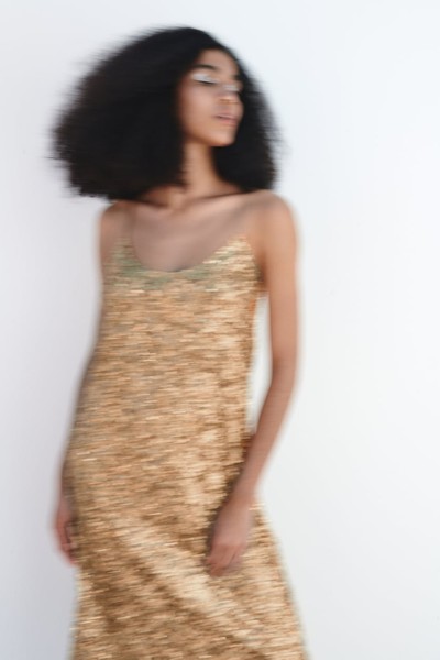 Sequinned Knit Slip Dress