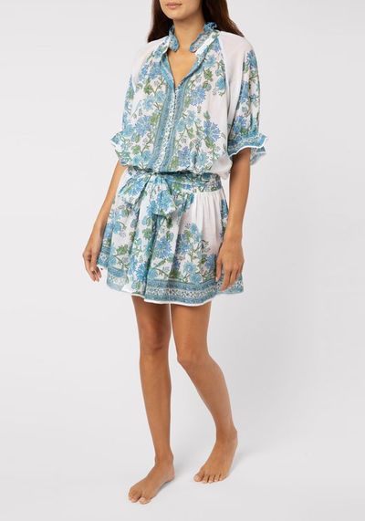 Rose Border Print Blouson Dress