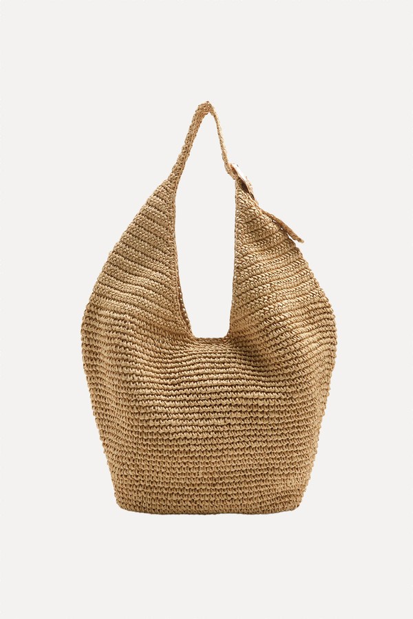 Straw Hardware Detail Shoulder Bag from Marks & Spencer
