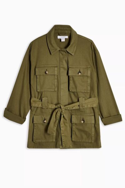 Longline Khaki Shacket from Topshop