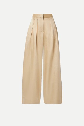 Pleated Duchesse Satin Wide-Leg Pants from Adam Lippes