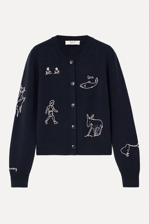 Embroidered Merino Wool Cardigan from Sea