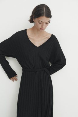 Long Ribbed Knit Sweater With Slits from Massimo Dutti