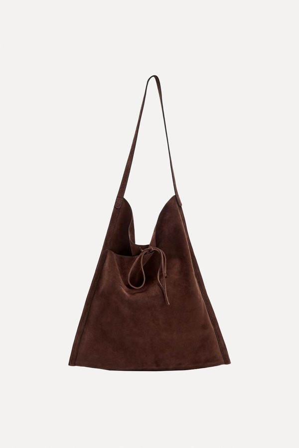 Flat Leather Bag With Tie Closure