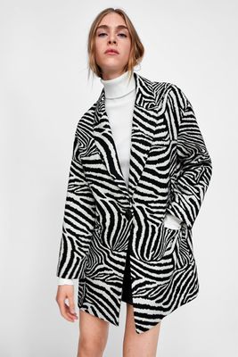 Oversized Blazer In Zebra Print Jacquard from Zara