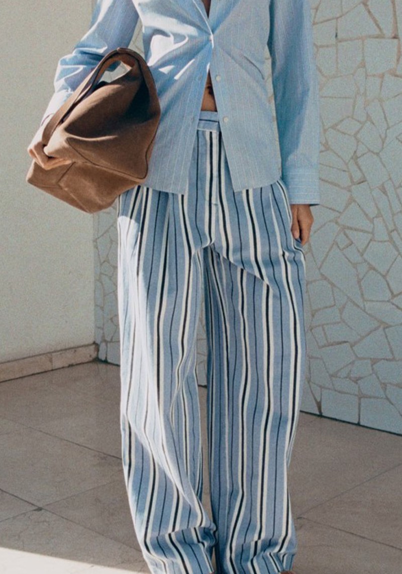 Wide Leg Striped Jeans