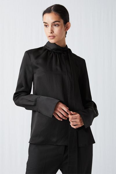 Heavy Satin Tie Neck Blouse from Arket