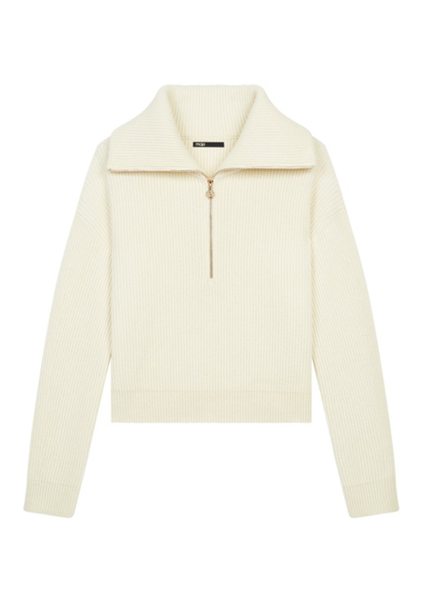 100% Wool Pullover With Half Zip Collar from Maje