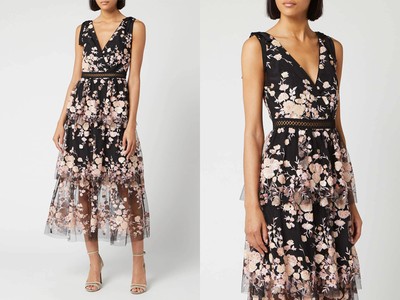 Sleeveless Midnight Floral Mesh Dress from Self-Portrait