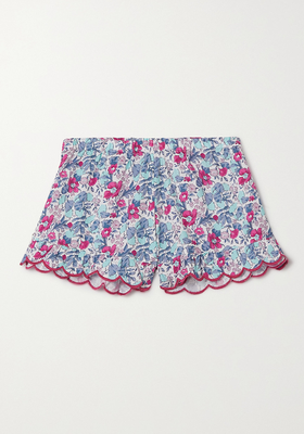 Silvia Scalloped Floral-Print Cotton-Voile Shorts from Loretta Caponi