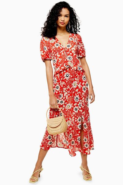 Floral Ruffle Midi Dress