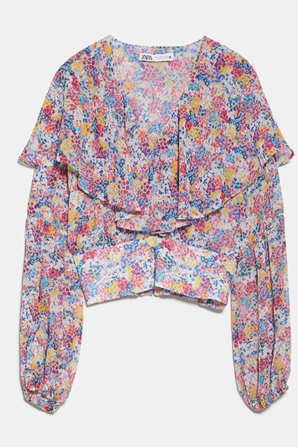 Frilled Printed Top from Zara