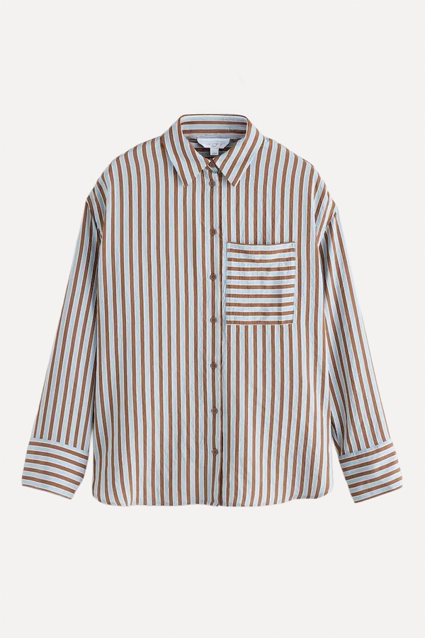 Jacquard Stripe Oversized Long Sleeve Shirt