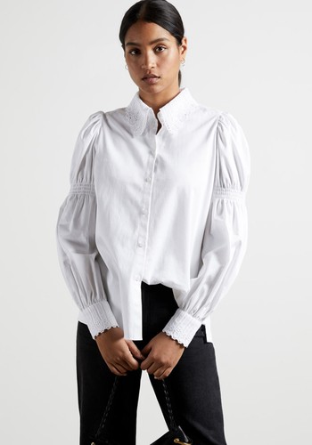 Briona Cotton Shirt With Lace Trim