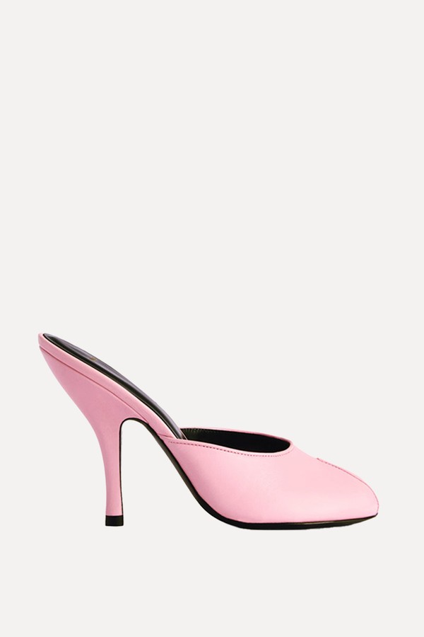 Date 105 Peep-Toe Leather Mules