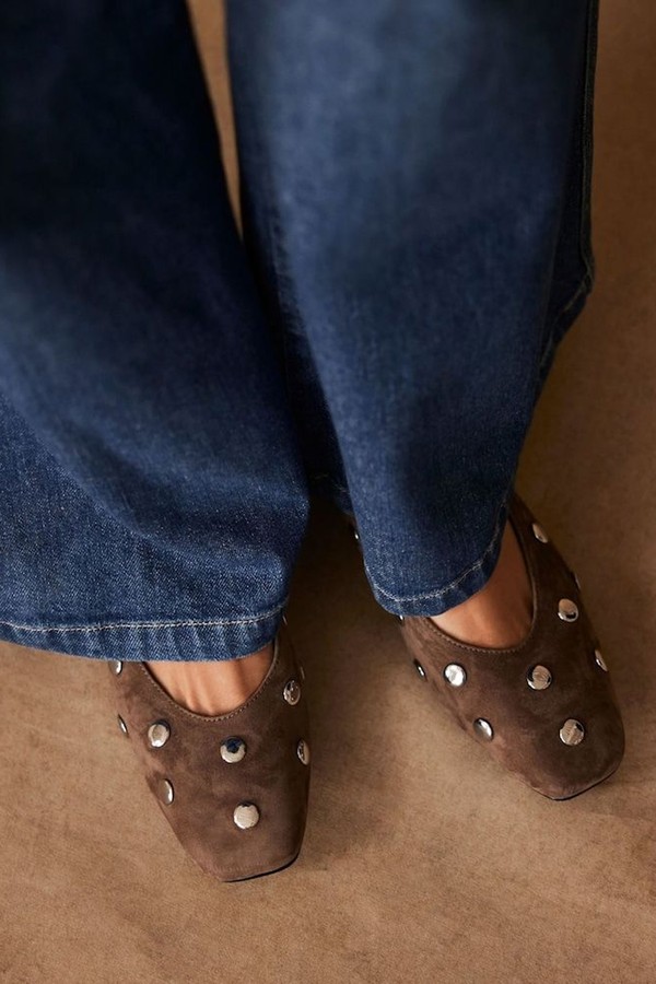 Coco Suede Studded Flats from Mint Velvet