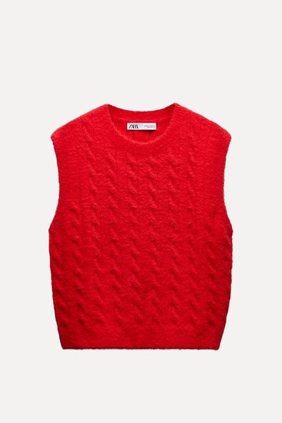 Soft Touch Cable Knit Sleeveless Jumper from Zara