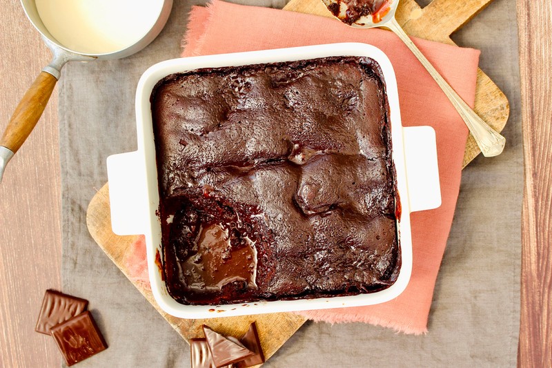 Self-Saucing Mint Thins Pudding