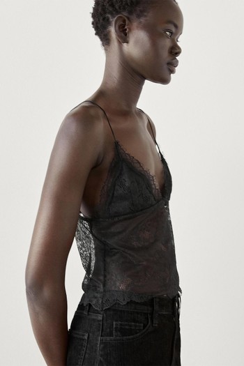 Strappy Lace-Trimmed Top from Massimo Dutti