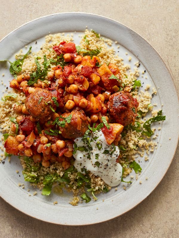 Moroccan Veggie Meatballs With Chickpeas & Couscous 