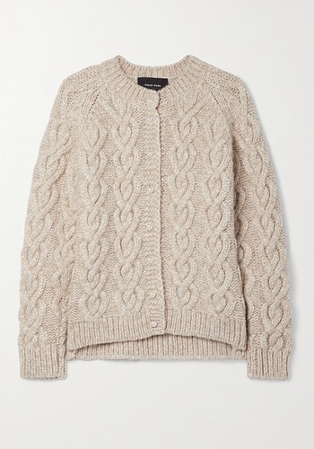 Faux Pearl-Embellished Cable-Knit Cardigan from Simone Rocha