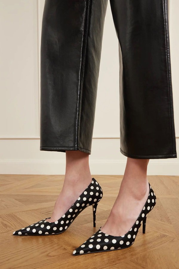 Barbara Polka-Dot Satin Pumps from AMINA MUADDI 