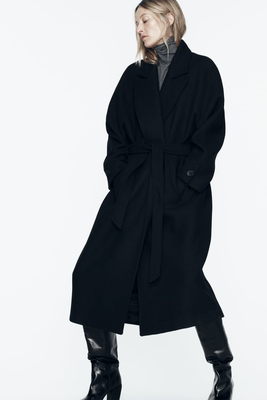 Longline Belted Wool Blend Coat from Zara