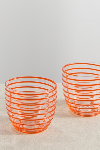 A Filo Goto Set Of 2 Striped Glass Tumblers from Yali Glass