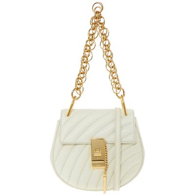 Natural White Quilted Leather Shoulder Bag