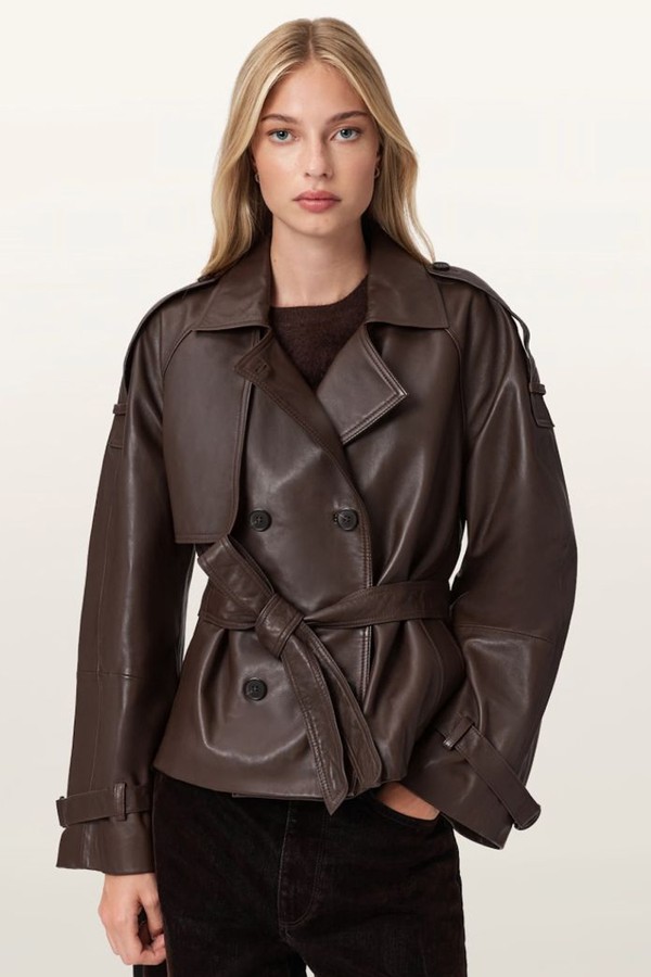 Reed Cropped Leather Trench
