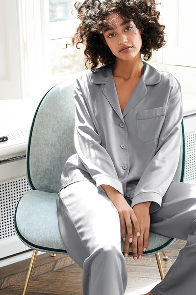 Silk Piped Pyjama Set