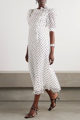Embellished Polka-Dot Flocked Silk-Organza Midi Dress from Alessandra Rich