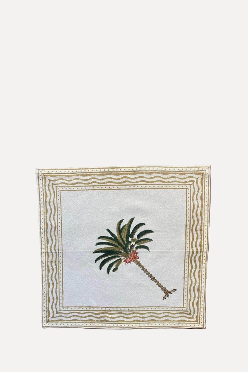 Set Of 4 Hand Painted Cotton Napkins Palm  from Les Ottomans