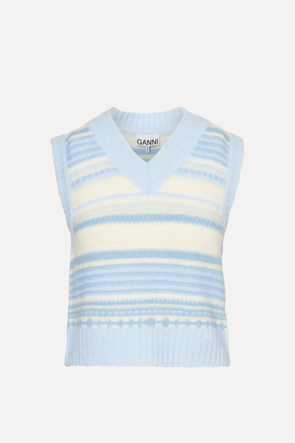 V-Neck Logo-Embroidered Knitted Top from GANNI