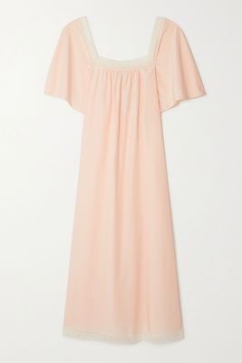 Mimosas Embroidered Tulle-Trimmed Cotton & Silk-Blend Nightdress from Eres