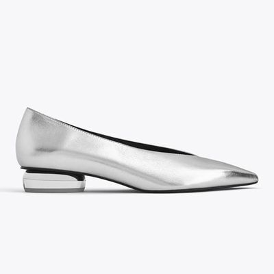 Metallic Leather Ballerinas from Uterque