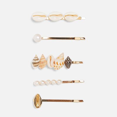 Pearl Bead & Shell Hair Clips from Zara