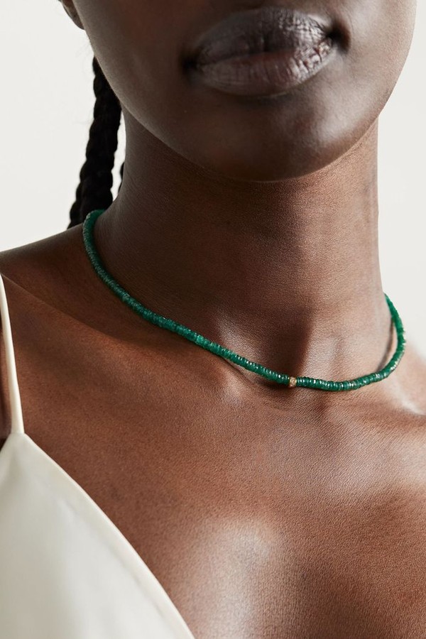 14-Karat Gold, Aventurine & Diamond Choker from Sydney Evan