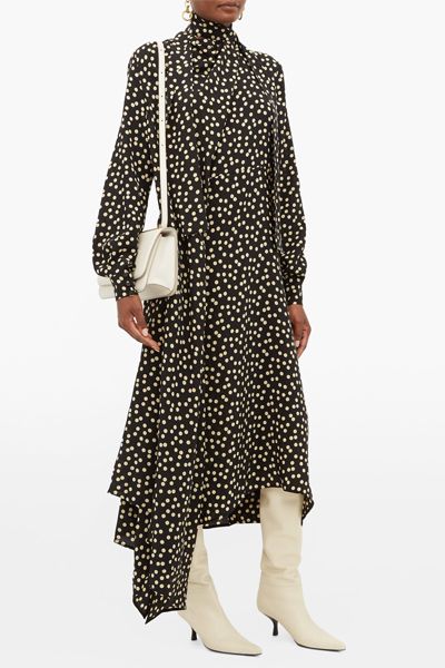 Del Rey Polka-Dot Asymmetric-Hem Silk Dress from Petar Petrov