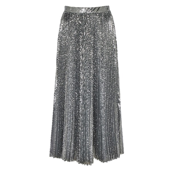 Silver Sequinned Midi Skirt from MSGM